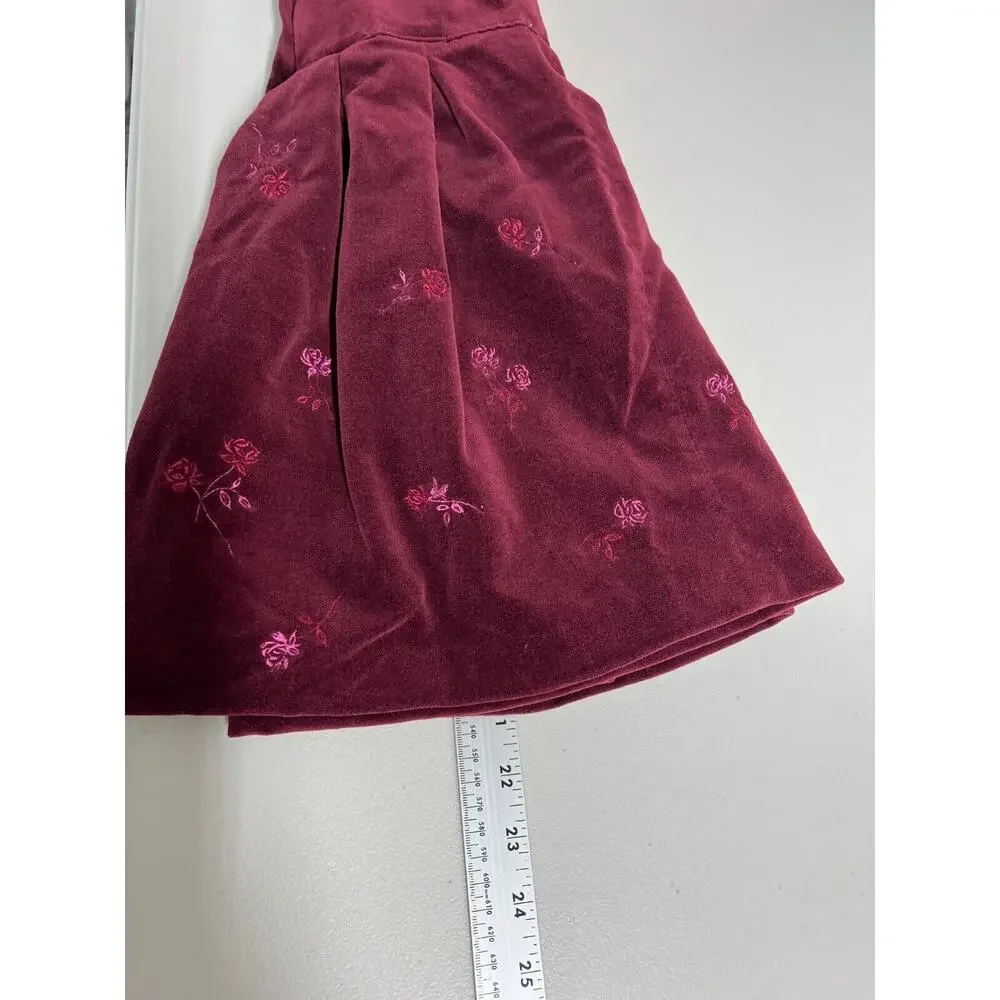 Baby Gap Floral Velvet Dress Size 3XL 30-36 Months Lined Burgundy Red Holiday